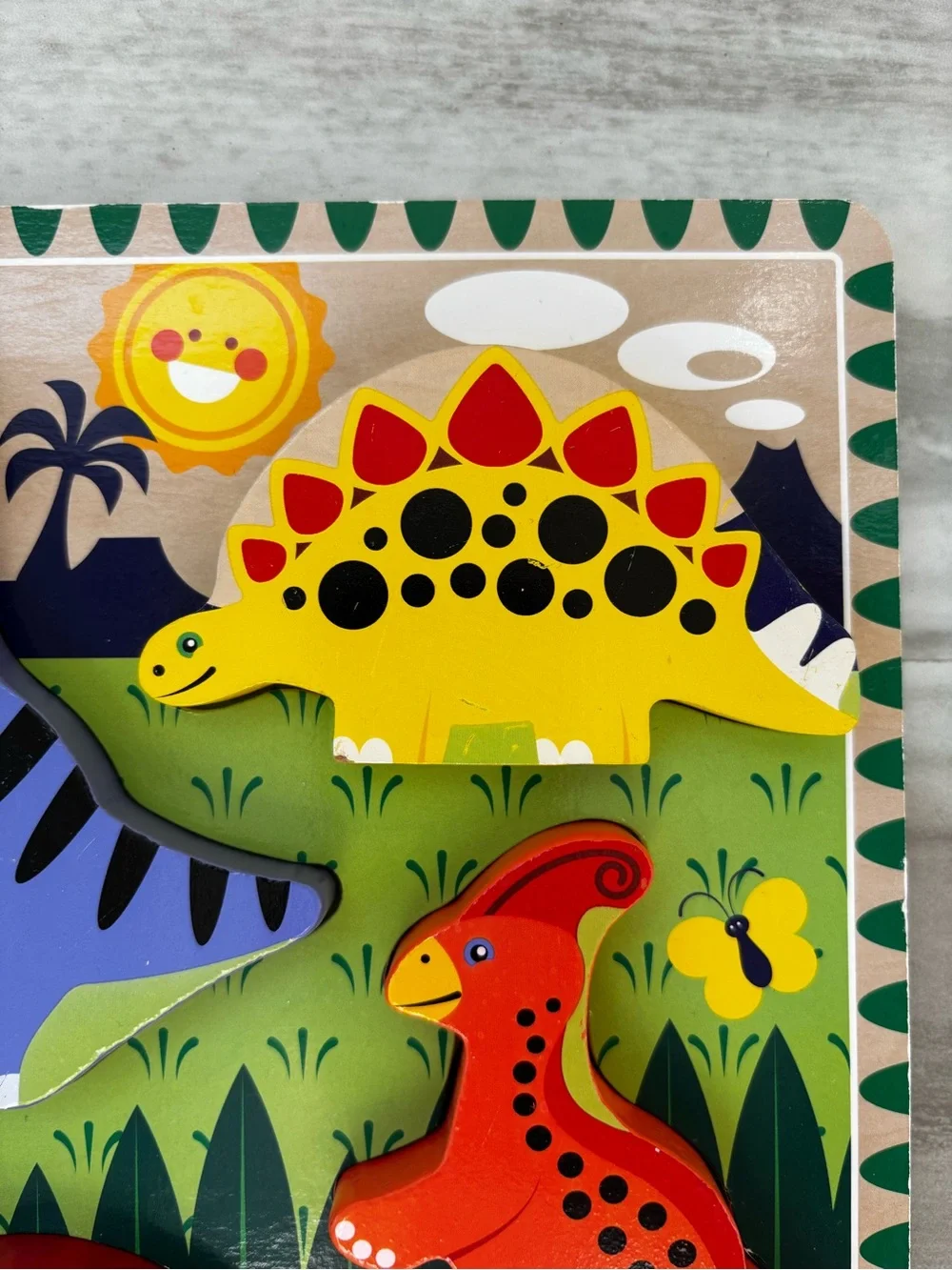 Melissa & Doug Chunky Wooden Dinosaur Puzzle Kids Play Colorful 7 Piece Kidcore